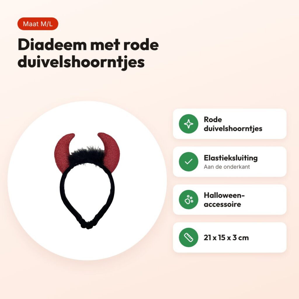 Happy Pet Halloween diadeem duivel voor honden M/L 21 x 15 x 3 cm – voordelen