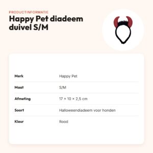 Happy Pet Halloween diadeem duivel voor honden S/M 17 x 10 x 2,5 cm – productinformatie