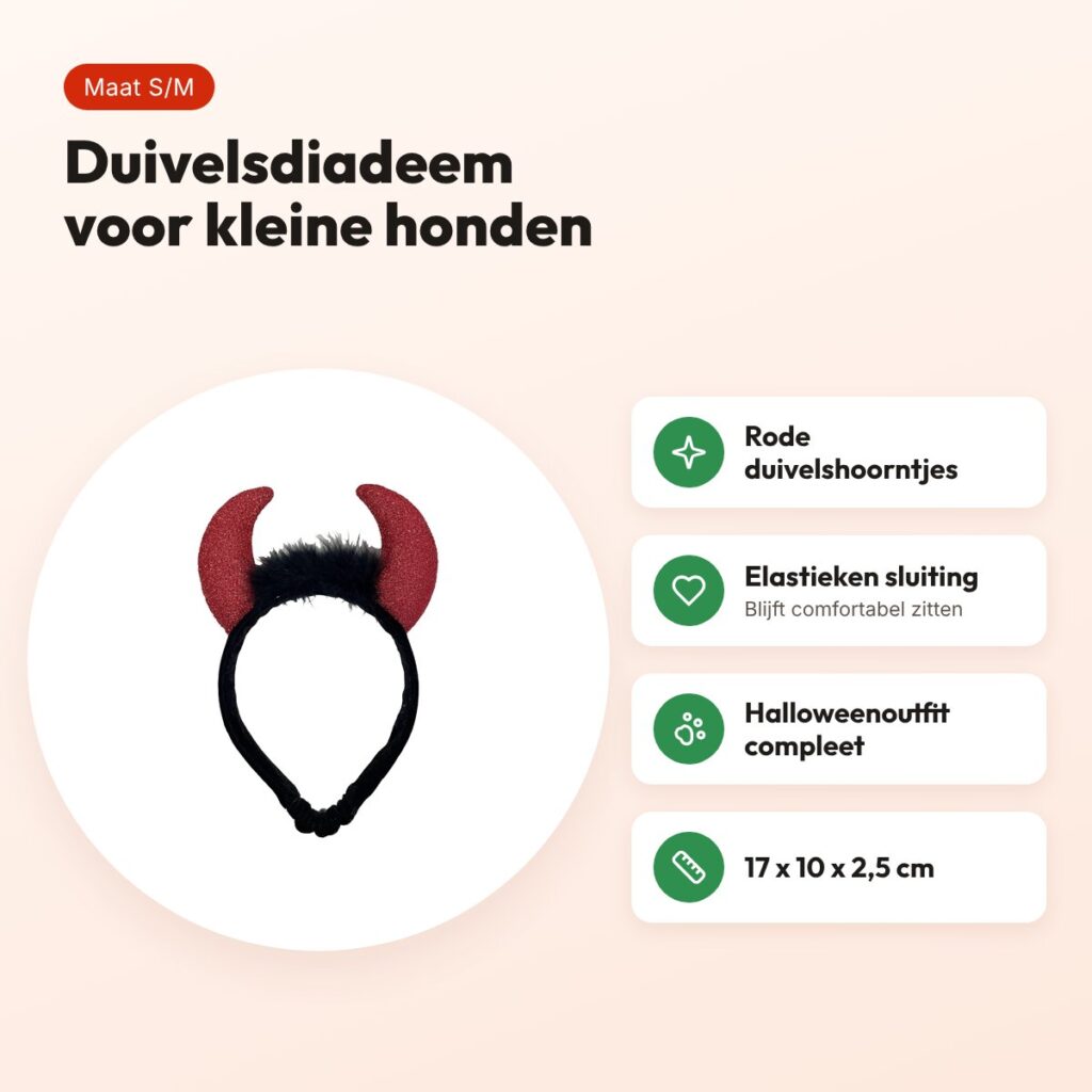 Happy Pet Halloween diadeem duivel voor honden S/M 17 x 10 x 2,5 cm – voordelen