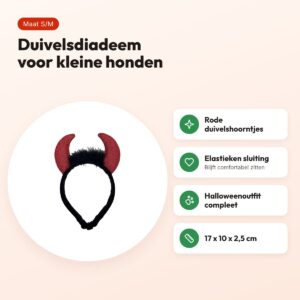Happy Pet Halloween diadeem duivel voor honden S/M 17 x 10 x 2,5 cm – voordelen