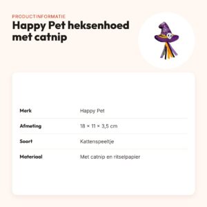 Happy Pet Halloween kattenspeeltje heksenhoed met catnip 18 x 11 x 3,5 cm – productinformatie