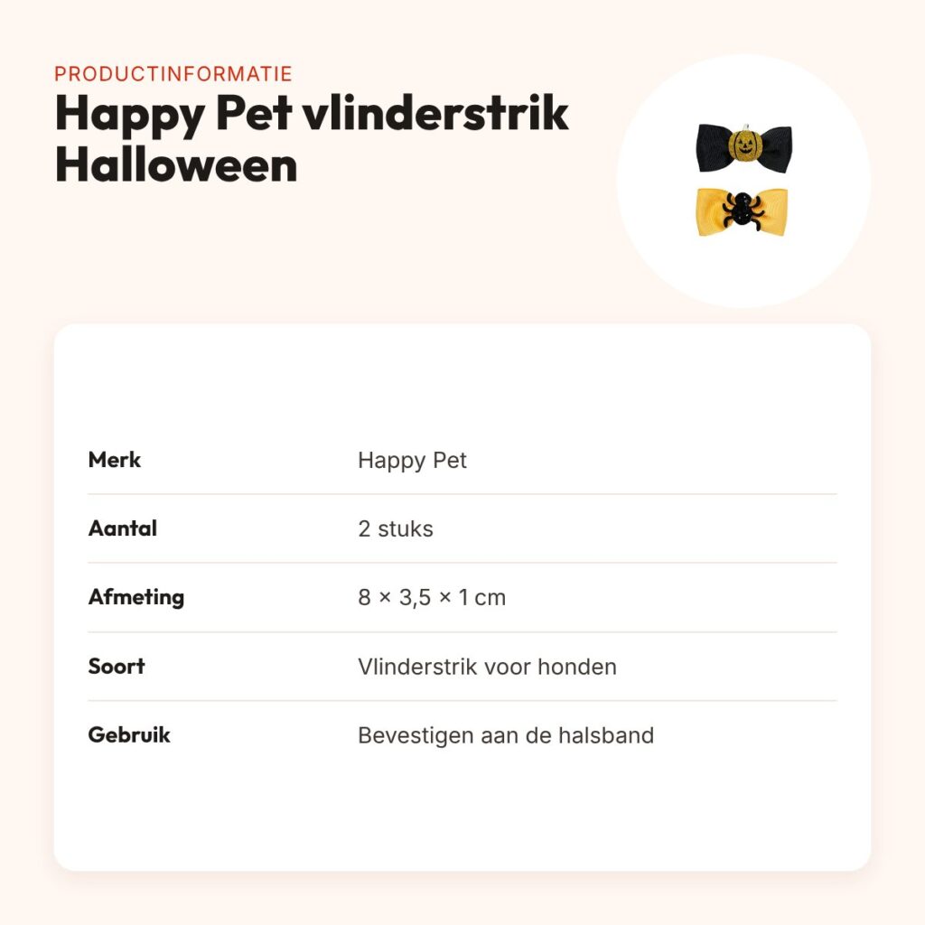 Happy Pet Halloween vlinderstrik spin en pompoen 8 x 3,5 x 1 cm – 2 stuks – productinformatie