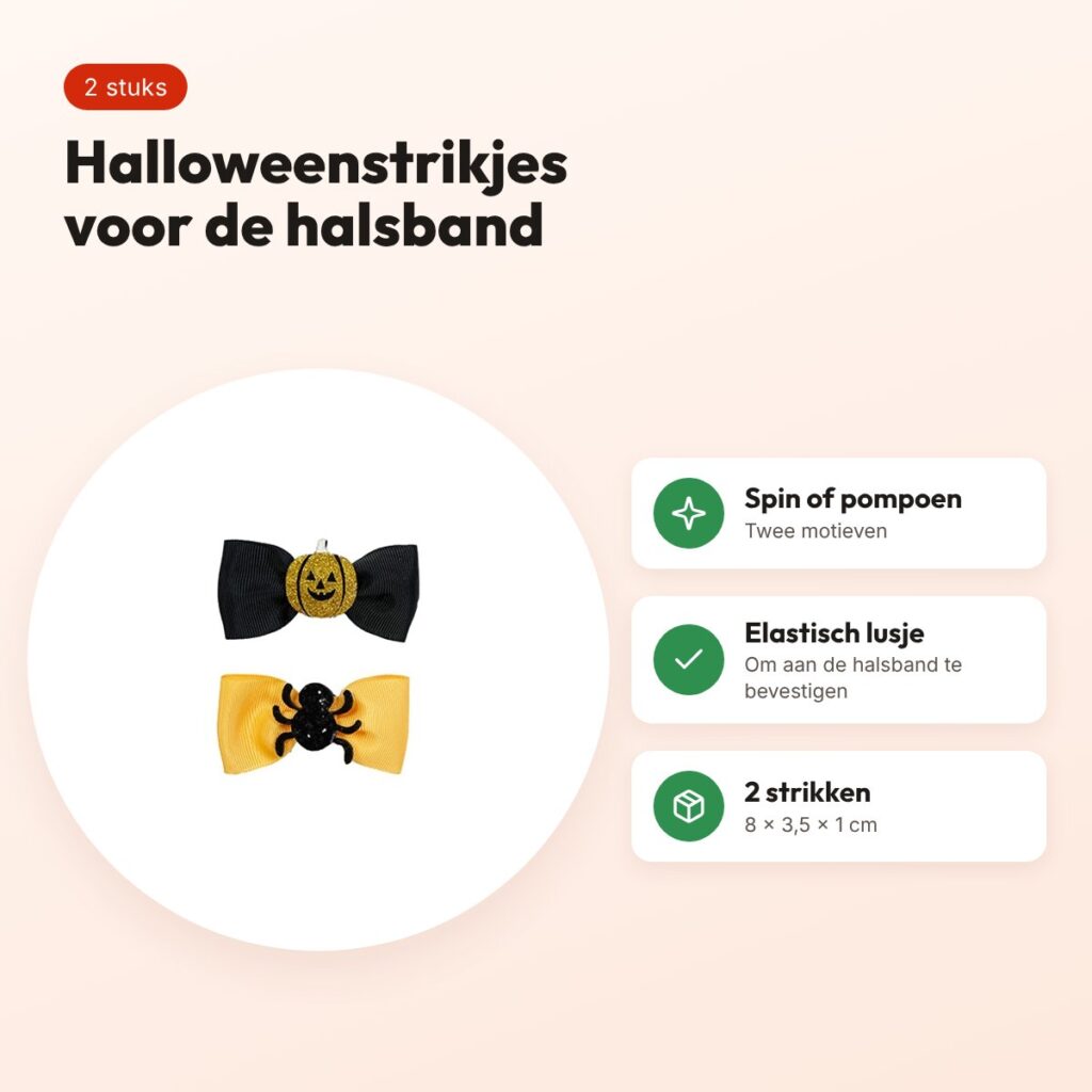 Happy Pet Halloween vlinderstrik spin en pompoen 8 x 3,5 x 1 cm – 2 stuks – voordelen
