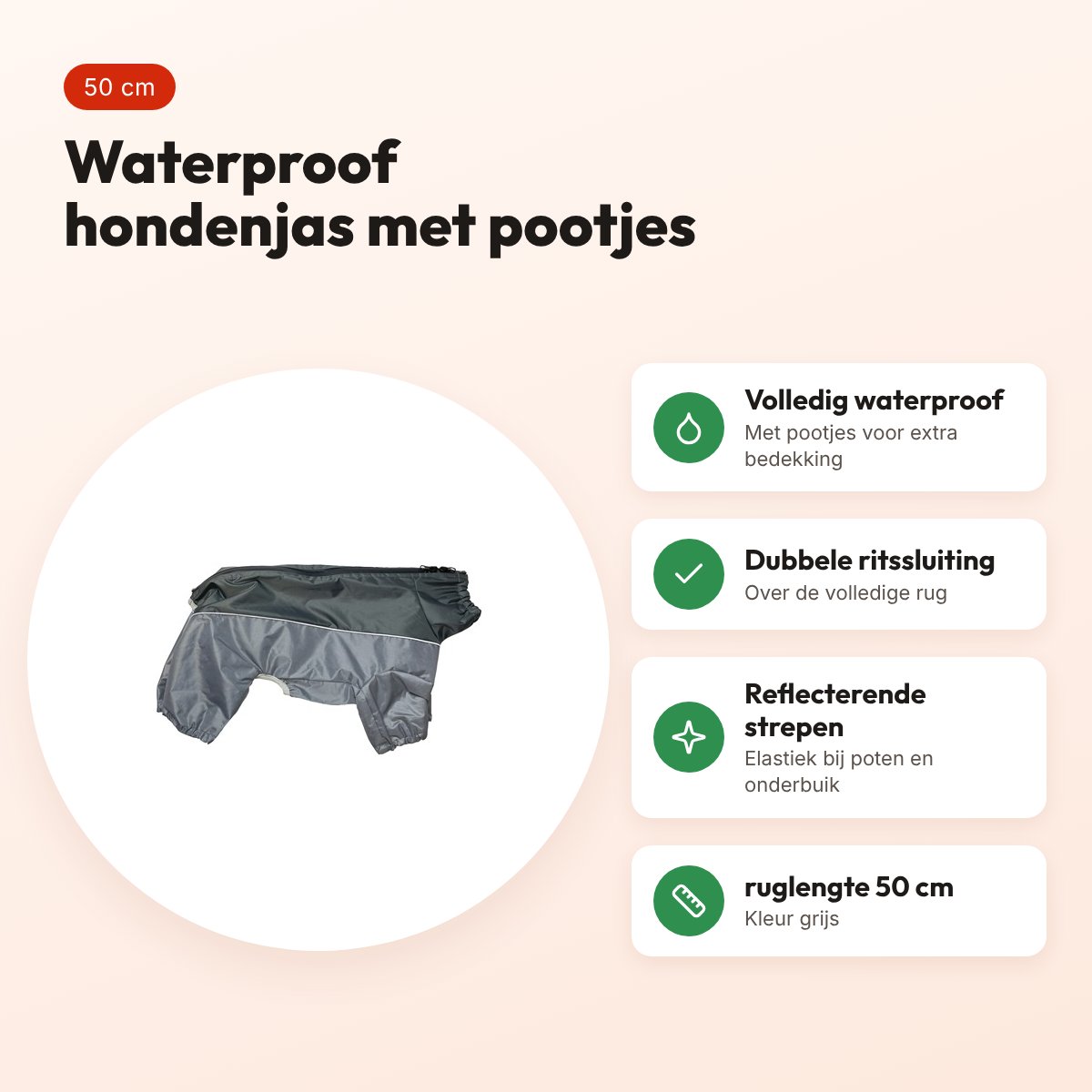 Happy Pet hondenjas Go Walk Mud Coat waterproof grijs 50 cm – voordelen