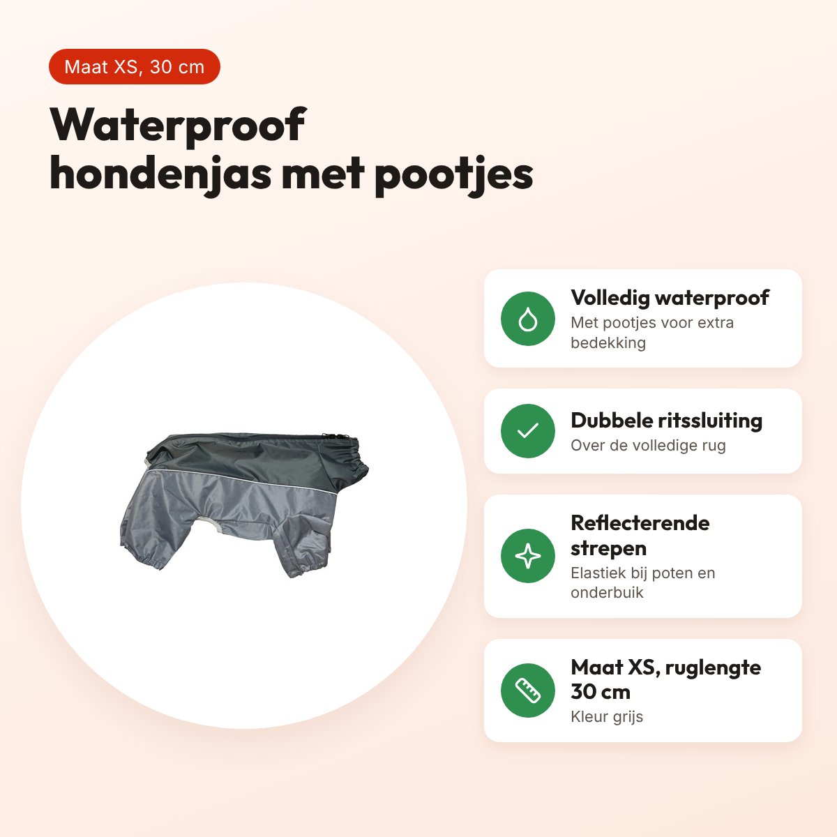 Happy Pet hondenjas Go Walk Mud Coat waterproof grijs XS 30 cm – voordelen