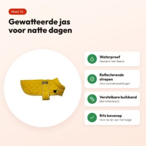 Happy Pet hondenjas Go Walk Quilted Classic mosterd XL 60 cm – voordelen