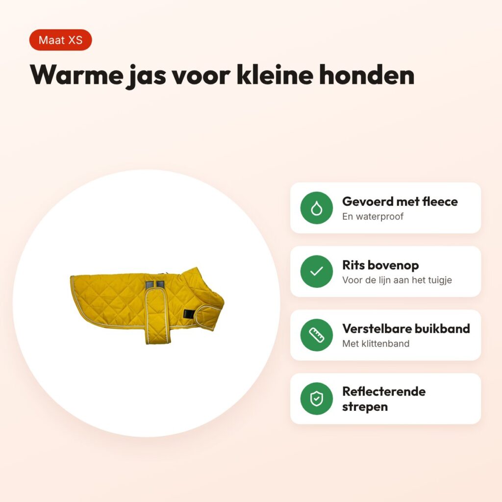 Happy Pet hondenjas Go Walk Quilted Classic mosterd XS 30 cm – voordelen