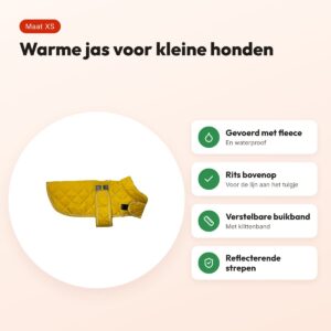 Happy Pet hondenjas Go Walk Quilted Classic mosterd XS 30 cm – voordelen