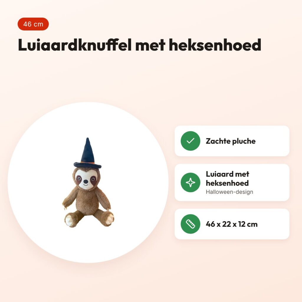 Happy Pet hondenknuffel Witchy Luiaard 46 x 22 x 12 cm – pluche – voordelen