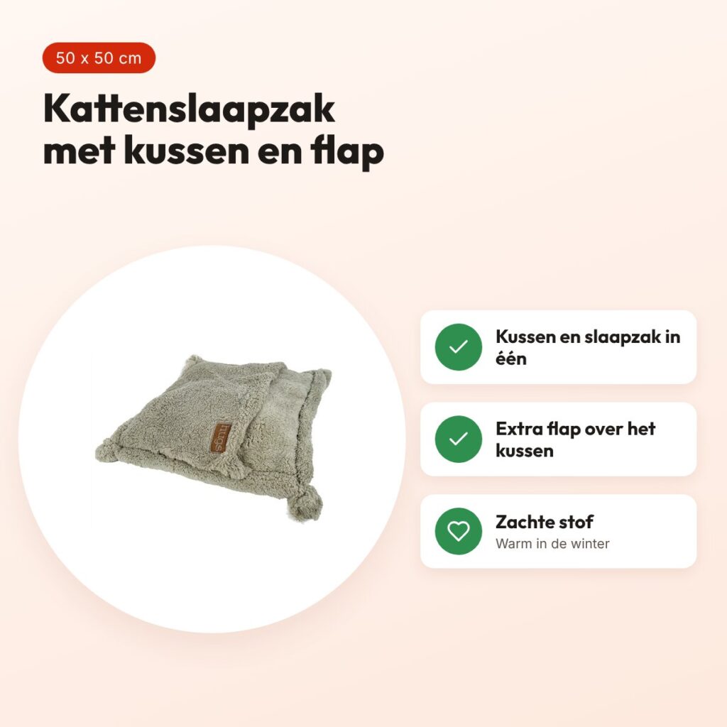 Happy Pet kattenslaapzak Hugs Snuggle 50 x 50 cm – kussen met flap – voordelen