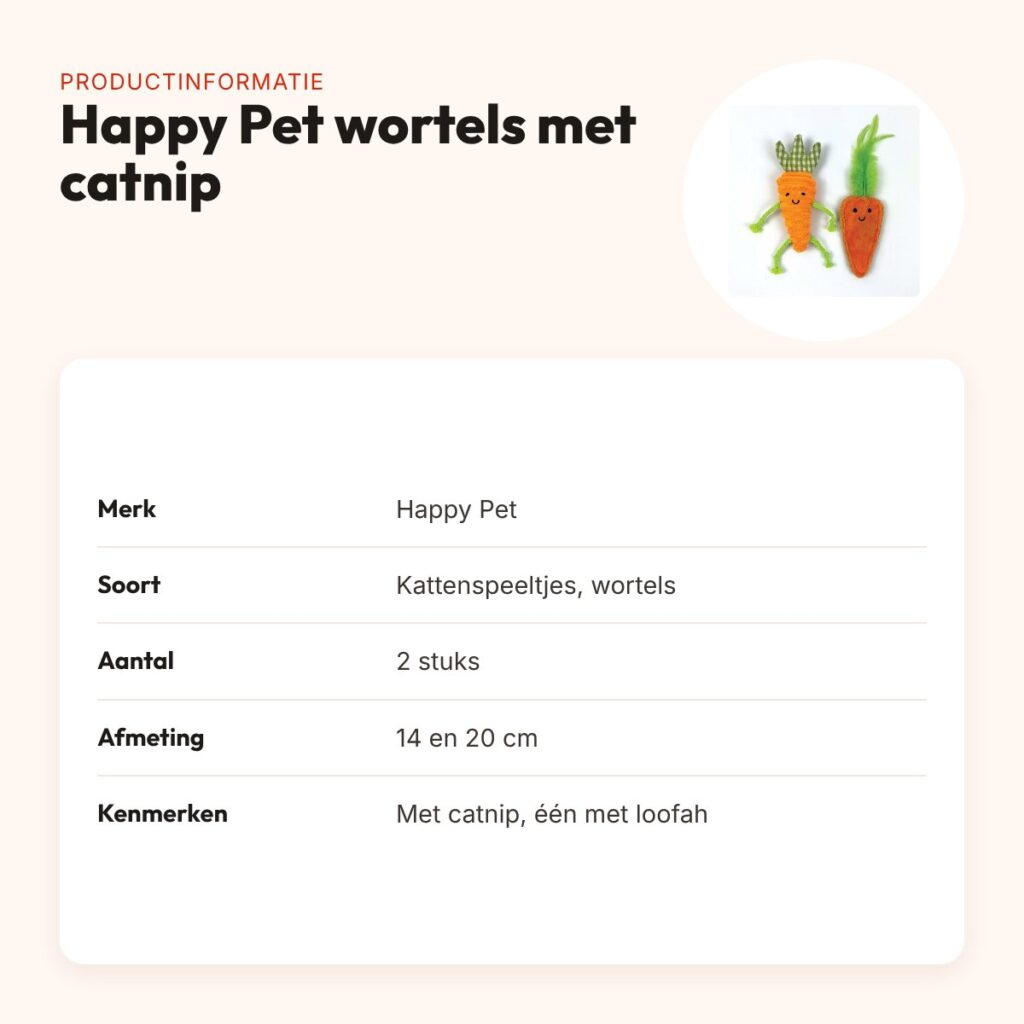 Happy Pet kattenspeeltjes wortels met catnip 14 en 20 cm – set van 2 – productinformatie