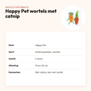 Happy Pet kattenspeeltjes wortels met catnip 14 en 20 cm – set van 2 – productinformatie