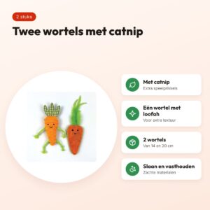Happy Pet kattenspeeltjes wortels met catnip 14 en 20 cm – set van 2 – voordelen