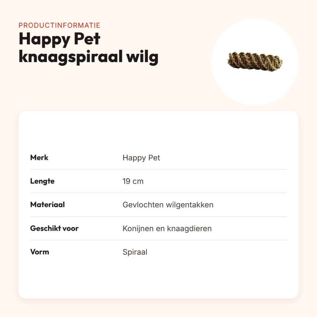 Happy Pet knaagspeeltje spiraal wilg 19 cm – gevlochten wilgentakken – productinformatie