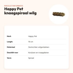 Happy Pet knaagspeeltje spiraal wilg 19 cm – gevlochten wilgentakken – productinformatie