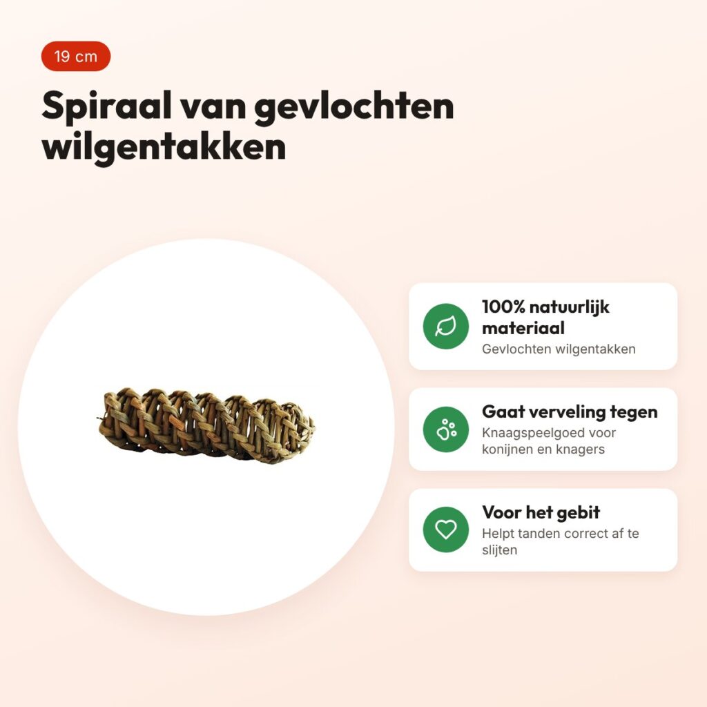 Happy Pet knaagspeeltje spiraal wilg 19 cm – gevlochten wilgentakken – voordelen