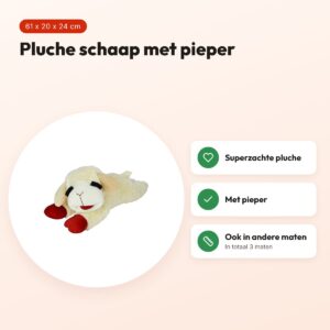 Happy Pet Lambchop hondenknuffel schaap 61 x 20 x 24 cm – pluche met pieper – voordelen