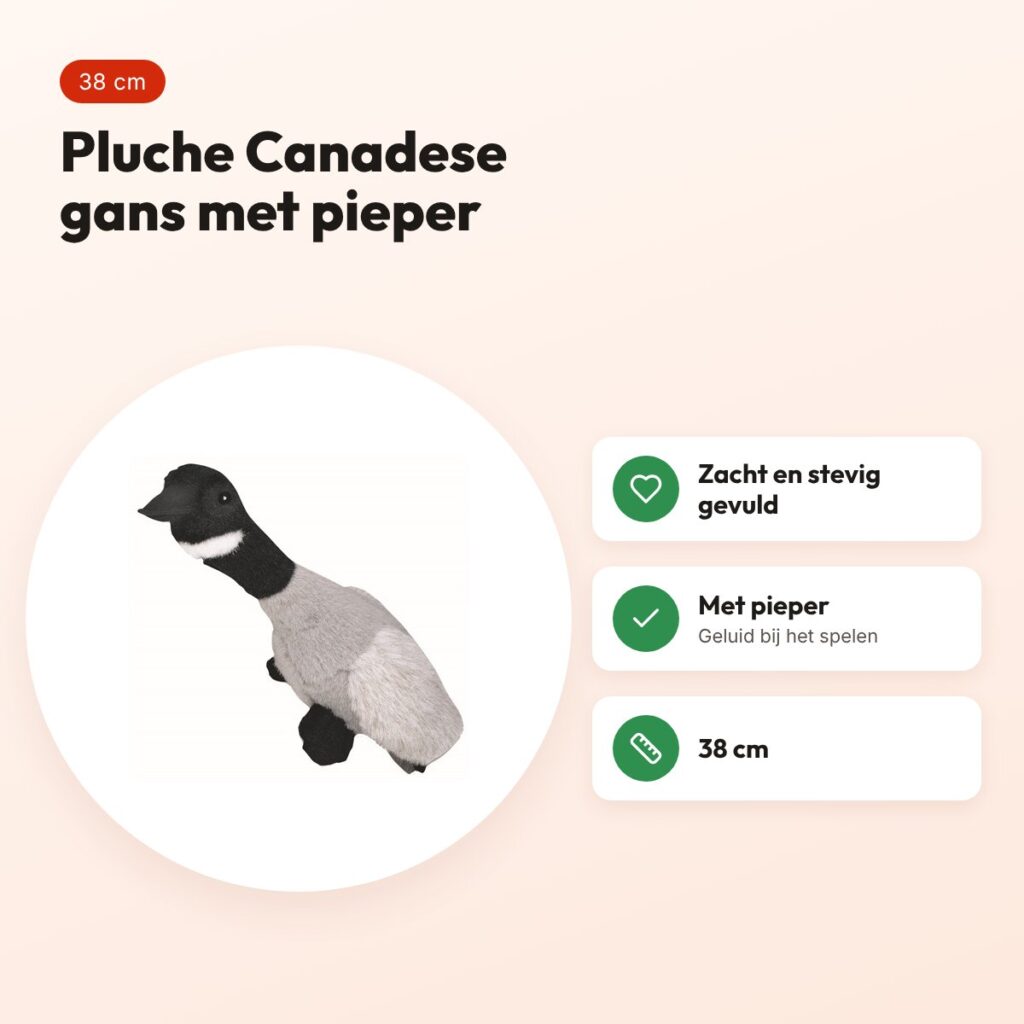 Happy Pet Migrator pluche Canadese gans 38 cm – hondenknuffel met pieper – voordelen