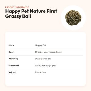 Happy Pet Nature First Grassy Ball 11 cm – grasbal voor knaagdieren – productinformatie