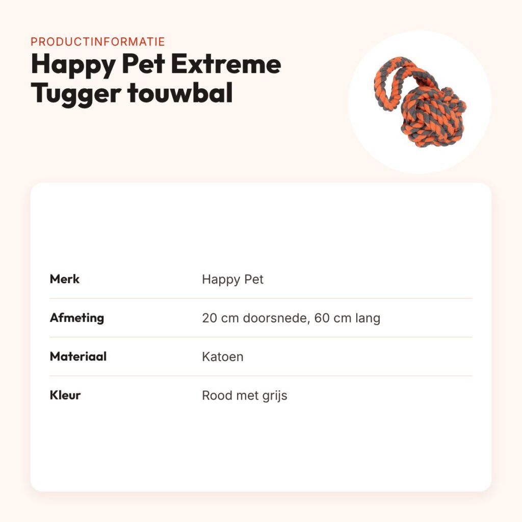 Happy Pet Nuts For Knots Extreme Tugger touwbal 60 cm – rood/grijs – productinformatie