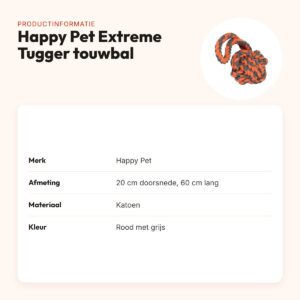 Happy Pet Nuts For Knots Extreme Tugger touwbal 60 cm – rood/grijs – productinformatie