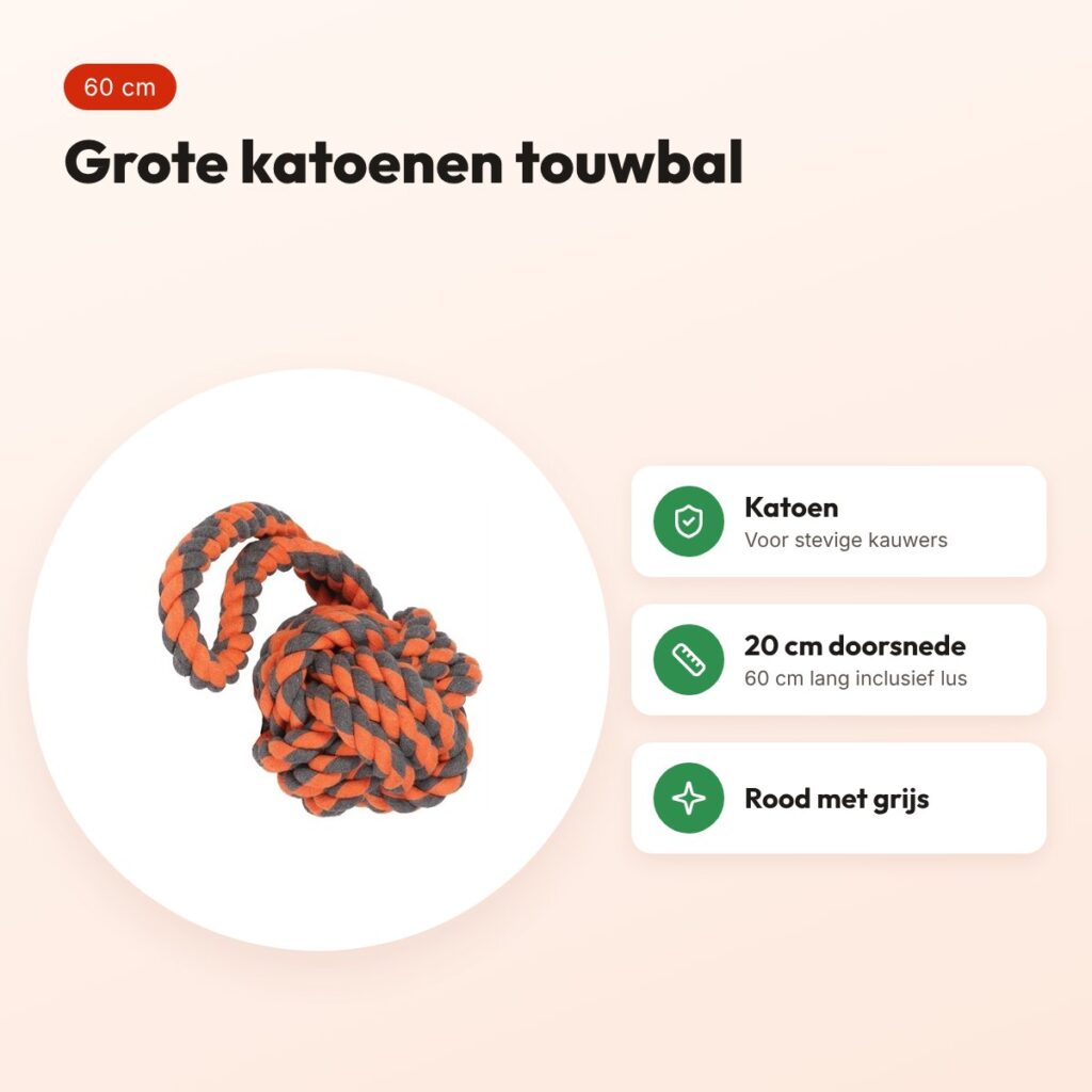 Happy Pet Nuts For Knots Extreme Tugger touwbal 60 cm – rood/grijs – voordelen