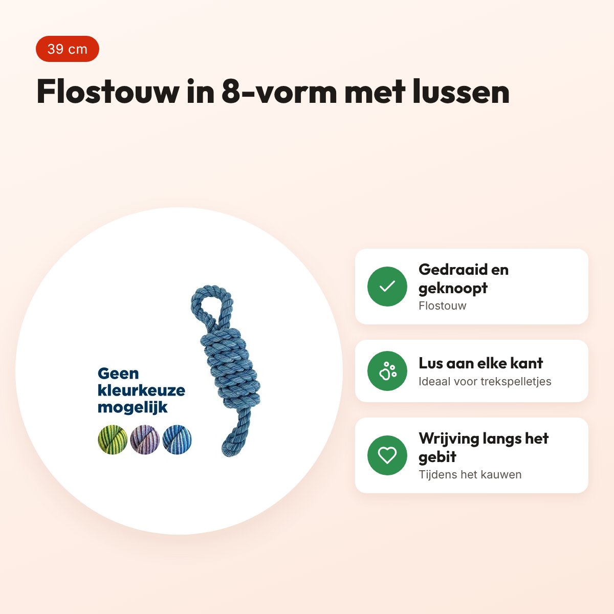 Happy Pet Nuts For Knots King Size 8-vormig touw 39 cm – hondenspeelgoed – voordelen
