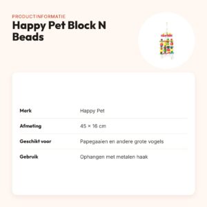 Happy Pet papegaaienspeelgoed Block N Beads 45 x 16 cm – kleurrijk – productinformatie
