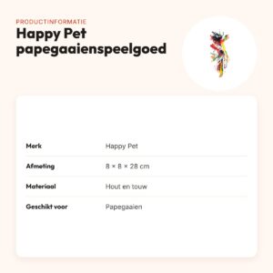 Happy Pet papegaaienspeelgoed Plucker 8 x 8 x 28 cm – hout en touw – productinformatie