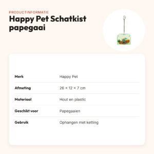 Happy Pet papegaaienspeelgoed Schatkist 26 x 12 x 7 cm – hout en plastic – productinformatie