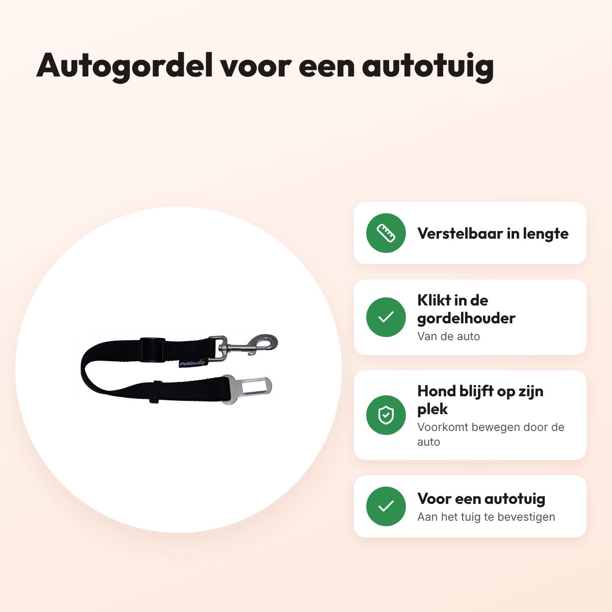 Happy Pet Petgear autogordel hond – verstelbaar, voor autotuig – voordelen