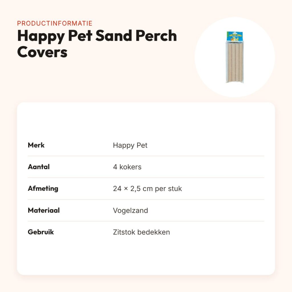 Happy Pet Sand Perch Covers zitstokhoezen 24 x 2,5 cm – 4 stuks vogelzand – productinformatie