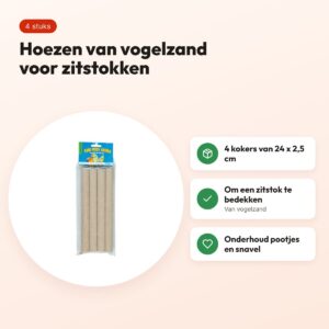 Happy Pet Sand Perch Covers zitstokhoezen 24 x 2,5 cm – 4 stuks vogelzand – voordelen