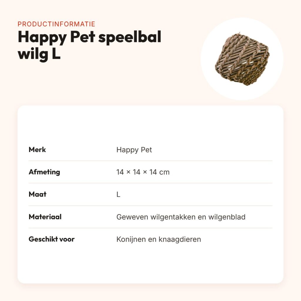 Happy Pet speelbal wilg L 14 cm – geweven wilgentakken – productinformatie