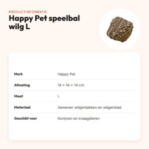 Happy Pet speelbal wilg L 14 cm – geweven wilgentakken – productinformatie