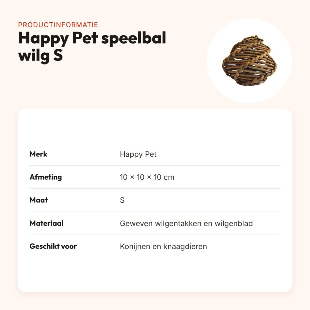 Happy Pet speelbal wilg S 10 cm – geweven wilgentakken – productinformatie