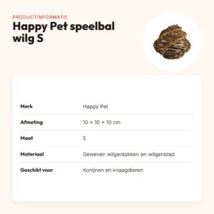 Happy Pet speelbal wilg S 10 cm – geweven wilgentakken – productinformatie