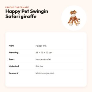 Happy Pet Swingin Safari hondenknuffel giraffe 48 x 15 x 13 cm – productinformatie