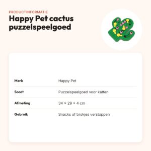 Happy Pet Tabby Patch cactus puzzelspeelgoed voor katten 34 x 29 x 4 cm – productinformatie