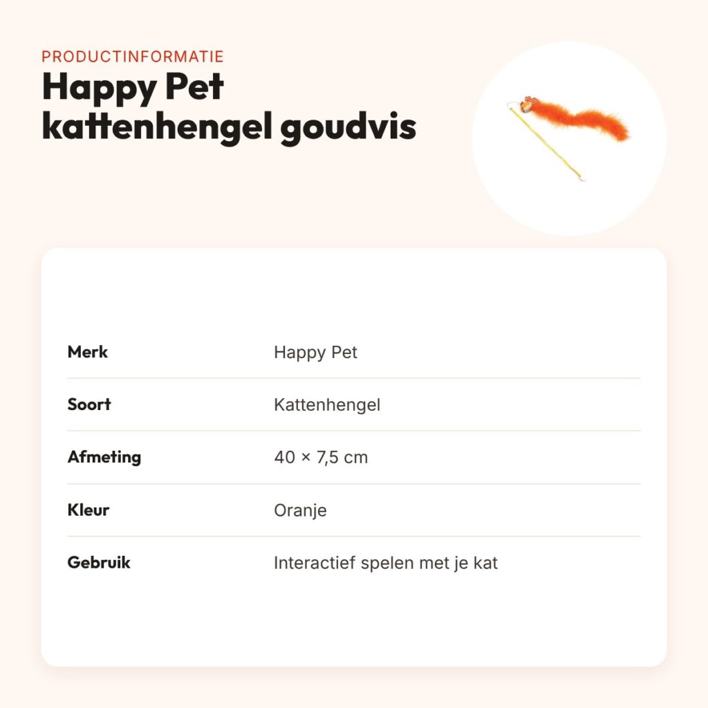 Happy Pet Tabby Patch kattenhengel goudvis oranje 40 x 7,5 cm – productinformatie