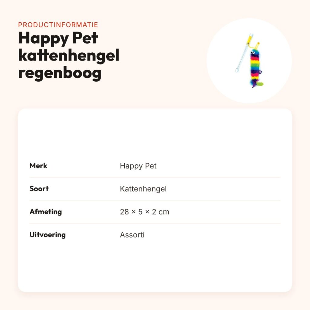 Happy Pet Tabby Patch kattenhengel regenboog 28 x 5 x 2 cm – productinformatie