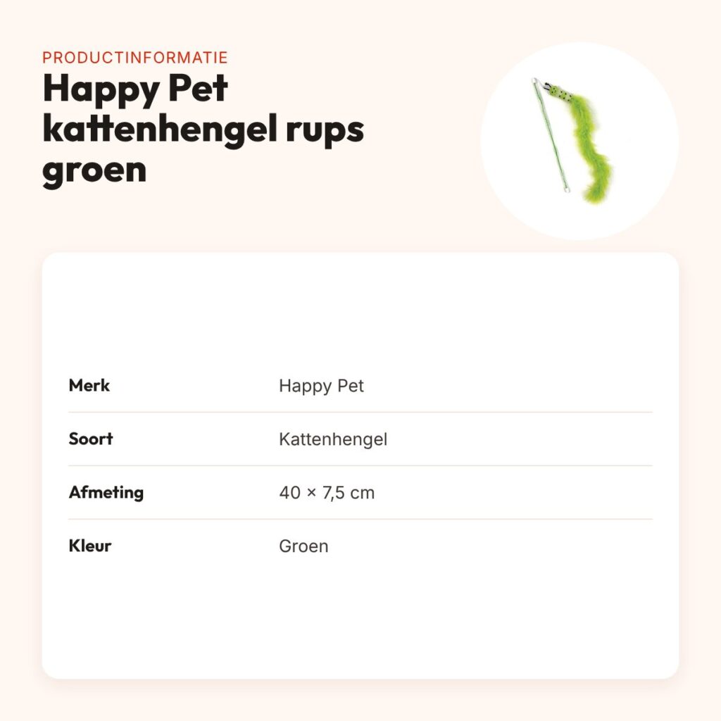 Happy Pet Tabby Patch kattenhengel rups groen 40 x 7,5 cm – productinformatie