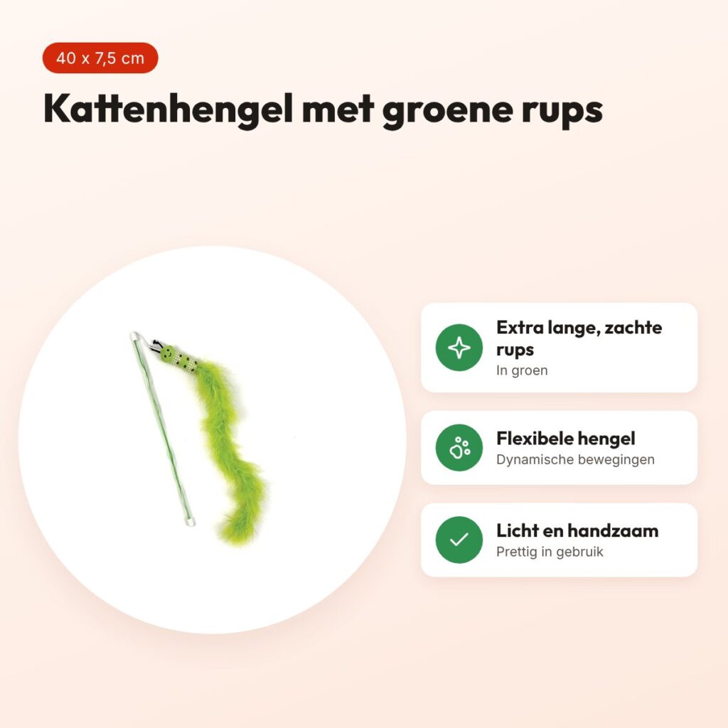 Happy Pet Tabby Patch kattenhengel rups groen 40 x 7,5 cm – voordelen