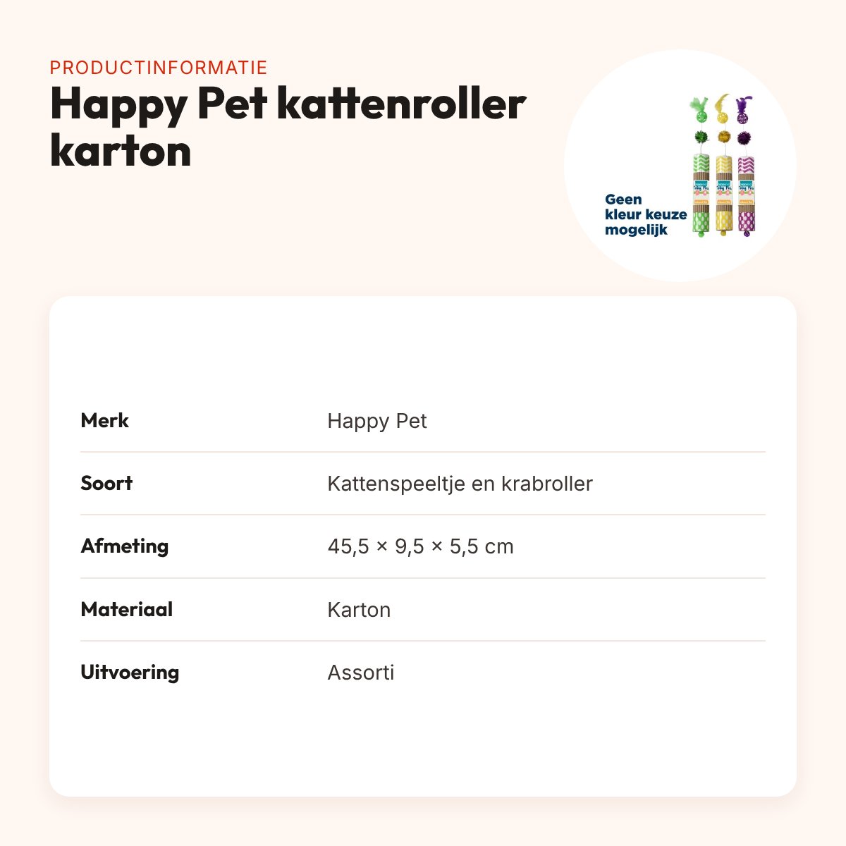 Happy Pet Tabby Patch kattenroller van karton 45,5 x 9,5 x 5,5 cm – productinformatie