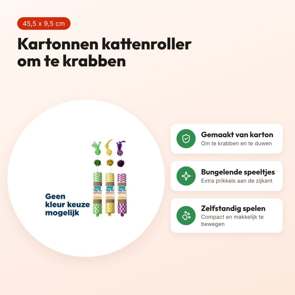 Happy Pet Tabby Patch kattenroller van karton 45,5 x 9,5 x 5,5 cm – voordelen
