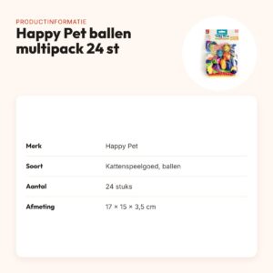 Happy Pet Tabby Patch kattenspeelgoed ballen multipack 24 stuks – productinformatie