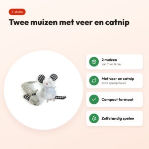 Happy Pet Tabby Patch kattenspeeltjes muizen 11 en 9 cm – set van 2 – voordelen