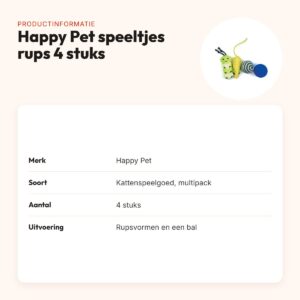 Happy Pet Tabby Patch kattenspeeltjes rups multipack 4 stuks – productinformatie