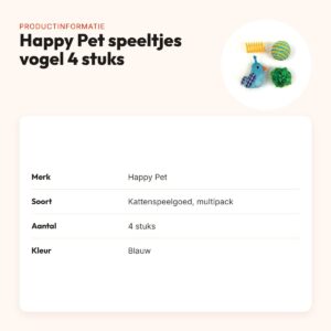 Happy Pet Tabby Patch kattenspeeltjes vogel blauw multipack 4 stuks – productinformatie
