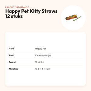 Happy Pet Tabby Patch Kitty Straws kattenspeeltjes 13,5 cm – 12 stuks – productinformatie